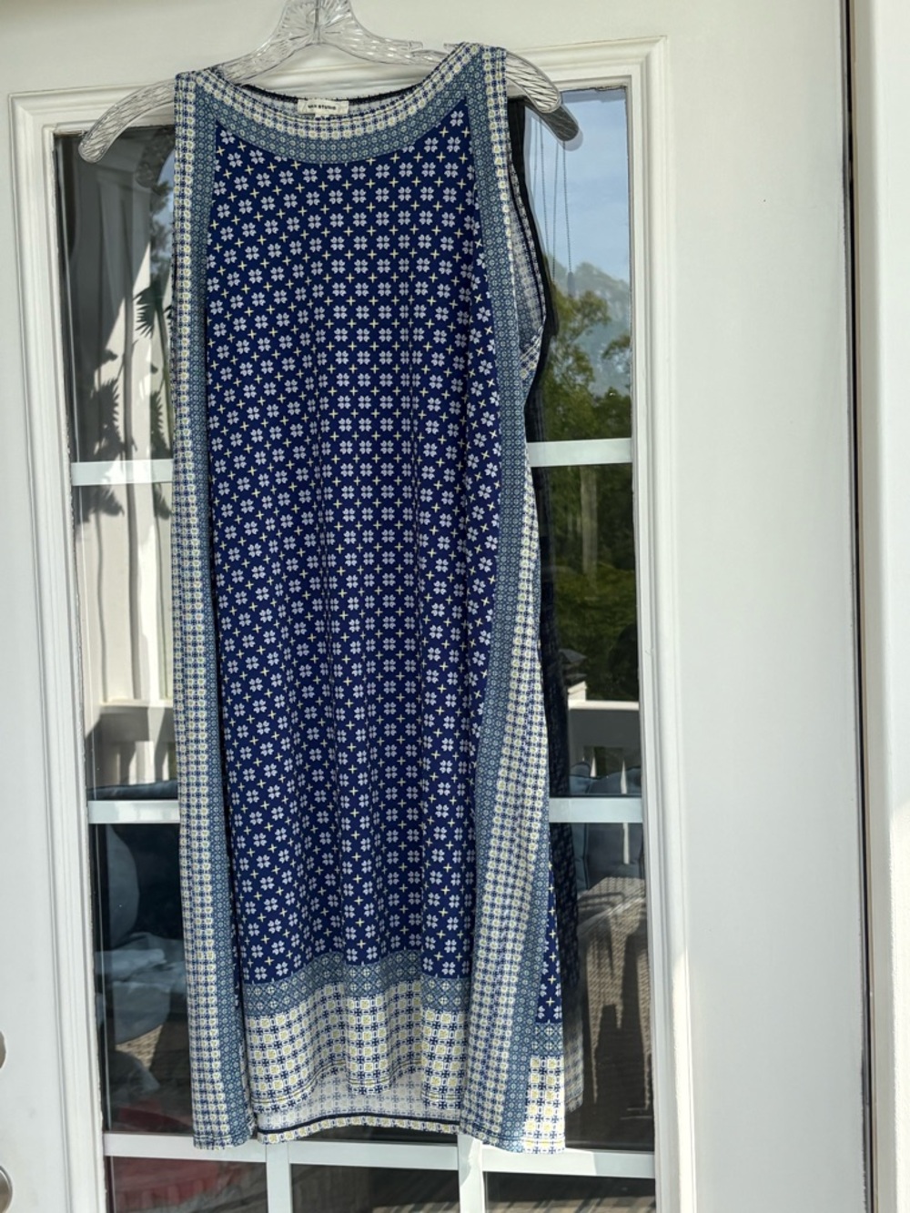 Max Studio Navy / White / Green Swing Dress